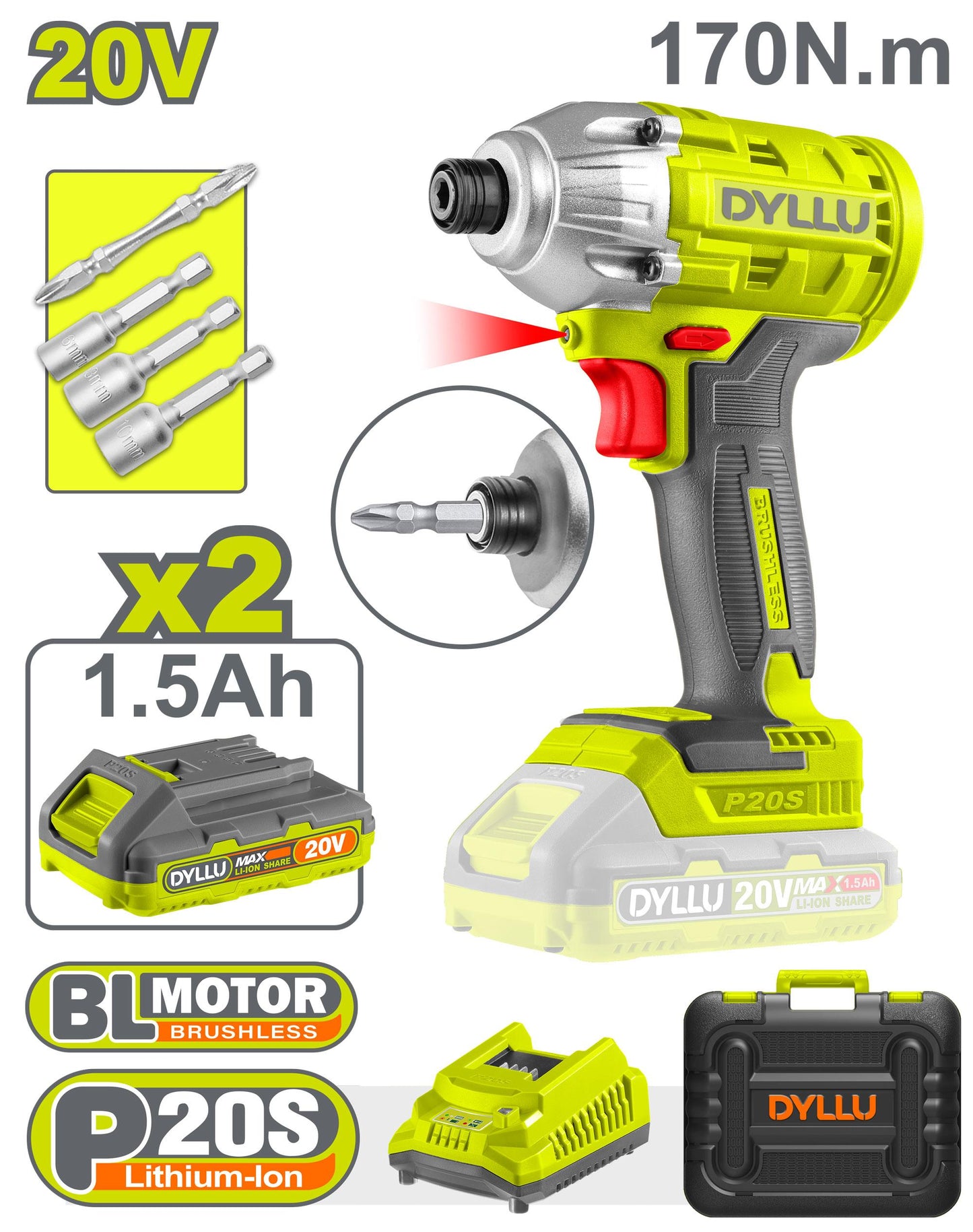 DYLLU DTCD2512 Cordless impact driver 170Nm