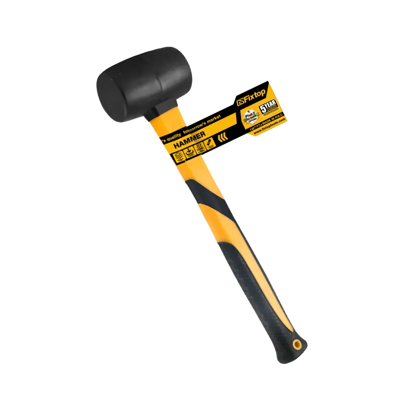 Fixtop 11830 Black Rubber Mallet 16 oz 680g Hammer Fiberglass TPR Handle Grip